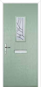 1 Square Abstract Composite Front Door in Chartwell Green