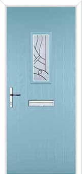 1 Square Abstract Composite Front Door in Duck Egg Blue