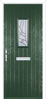 1 Square Abstract Composite Front Door in Green