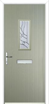 1 Square Abstract Composite Front Door in Pebble Grey