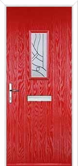 1 Square Abstract Composite Front Door in Poppy Red