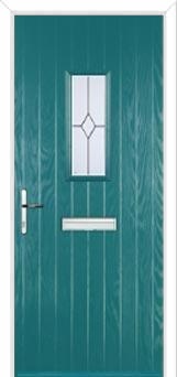 1 Square Classic Composite Front Door in Turquoise Blue