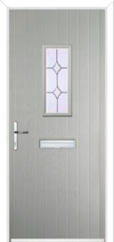 1 Square Crystal Diamond Composite Front Door in Agate Grey
