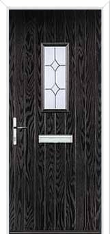 1 Square Crystal Diamond Composite Front Door in Black Brown