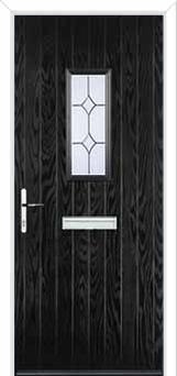 1 Square Crystal Diamond Composite Front Door in Black