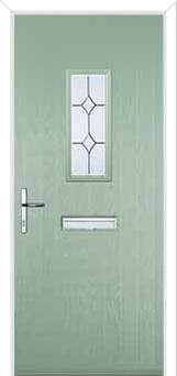 1 Square Crystal Diamond Composite Front Door in Chartwell Green