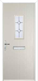 1 Square Crystal Diamond Composite Front Door in Cream