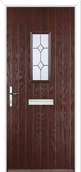 1 Square Crystal Diamond Composite Front Door in Darkwood