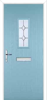 1 Square Crystal Diamond Composite Front Door in Duck Egg Blue