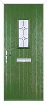 1 Square Crystal Diamond Composite Front Door in Fern Green