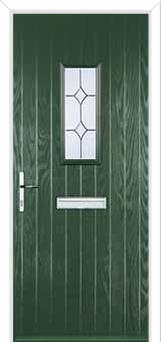 1 Square Crystal Diamond Composite Front Door in Green