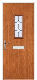 1 Square Crystal Diamond Composite Front Door in Oak
