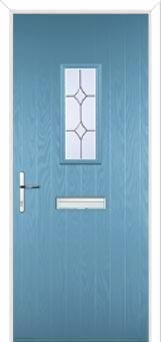 1 Square Crystal Diamond Composite Front Door in Pastel Blue