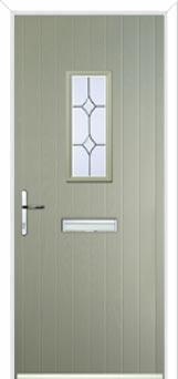 1 Square Crystal Diamond Composite Front Door in Pebble Grey