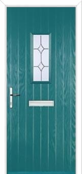 1 Square Crystal Diamond Composite Front Door in Turquoise Blue