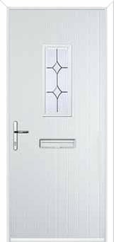 1 Square Crystal Diamond Composite Front Door in White