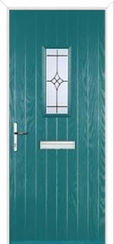 1 Square Elegance Composite Front Door in Turquoise Blue