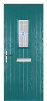 1 Square Murano Composite Front Door in Turquoise Blue