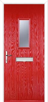 1 Square Composite Front Door in Poppy Red