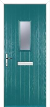 1 Square Composite Front Door in Turquoise Blue