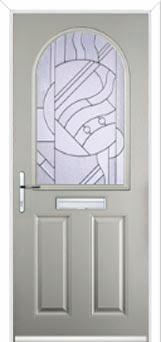 2 Panel 1 Arch Abstract Composite Front Door in Agate Grey
