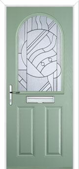 2 Panel 1 Arch Abstract Composite Front Door in Chartwell Green