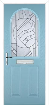 2 Panel 1 Arch Abstract Composite Front Door in Duck Egg Blue