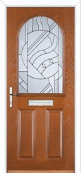 2 Panel 1 Arch Abstract Composite Front Door in Oak