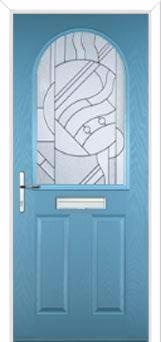 2 Panel 1 Arch Abstract Composite Front Door in Pastel Blue