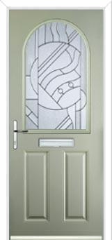 2 Panel 1 Arch Abstract Composite Front Door in Pebble Grey