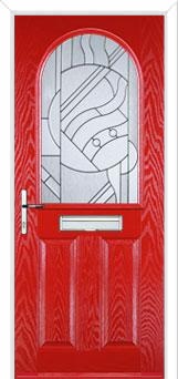 2 Panel 1 Arch Abstract Composite Front Door in Poppy Red