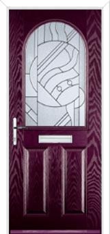 2 Panel 1 Arch Abstract Composite Front Door in Purple Violet