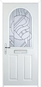 2 Panel 1 Arch Abstract Composite Front Door in White