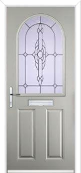 2 Panel 1 Arch Crystal Bohemia Composite Front Door in Agate Grey