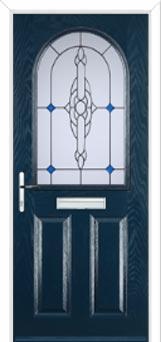 2 Panel 1 Arch Crystal Bohemia Composite Front Door in Dark Blue