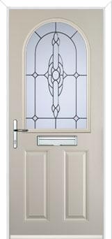 2 Panel 1 Arch Crystal Bohemia Composite Front Door in Cream