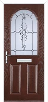 2 Panel 1 Arch Crystal Bohemia Composite Front Door in Darkwood
