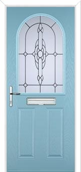2 Panel 1 Arch Crystal Bohemia Composite Front Door in Duck Egg Blue
