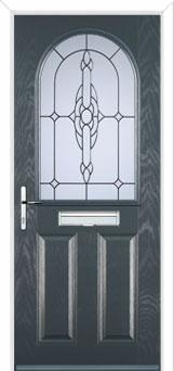 2 Panel 1 Arch Crystal Bohemia Composite Front Door in Anthracite Grey