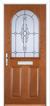 2 Panel 1 Arch Crystal Bohemia Composite Front Door in Oak