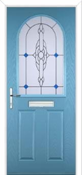 2 Panel 1 Arch Crystal Bohemia Composite Front Door in Pastel Blue