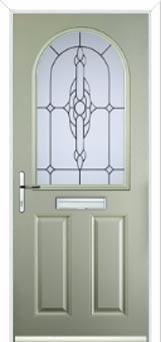 2 Panel 1 Arch Crystal Bohemia Composite Front Door in Pebble Grey