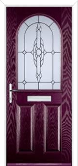 2 Panel 1 Arch Crystal Bohemia Composite Front Door in Purple Violet