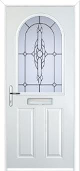 2 Panel 1 Arch Crystal Bohemia Composite Front Door in White