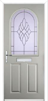 2 Panel 1 Arch Crystal Eternity Composite Front Door in Agate Grey