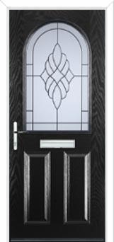 2 Panel 1 Arch Crystal Eternity Composite Front Door in Black