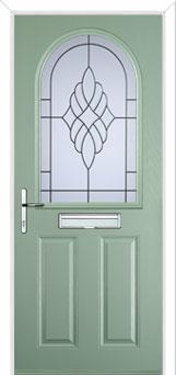 2 Panel 1 Arch Crystal Eternity Composite Front Door in Chartwell Green