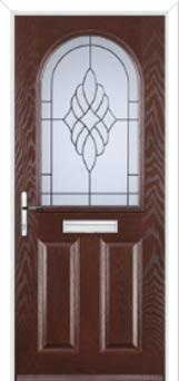 2 Panel 1 Arch Crystal Eternity Composite Front Door in Darkwood