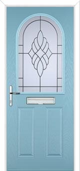 2 Panel 1 Arch Crystal Eternity Composite Front Door in Duck Egg Blue
