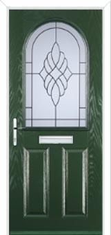 2 Panel 1 Arch Crystal Eternity Composite Front Door in Green